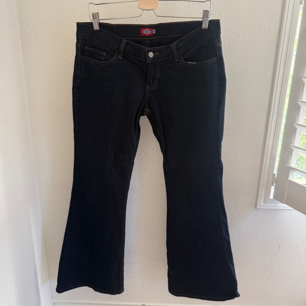 DICKIES Y2K vintage Dark blue wash low rise jeans with a wide flared leg